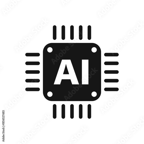 Artificial intelligence cpu icon in flat style. Microchip for AI generation vector illustration on isolated background. Prompt algorithm sign business concept.