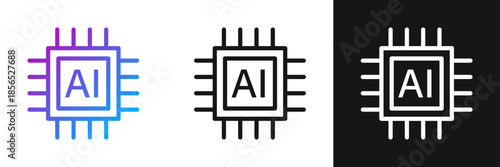 Artificial intelligence cpu icon in flat style. Microchip for AI generation vector illustration on isolated background. Prompt algorithm sign business concept.