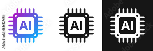 Artificial intelligence cpu icon in flat style. Microchip for AI generation vector illustration on isolated background. Prompt algorithm sign business concept.