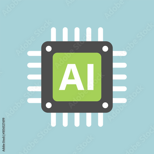 Artificial intelligence cpu icon in flat style. Microchip for AI generation vector illustration on isolated background. Prompt algorithm sign business concept.