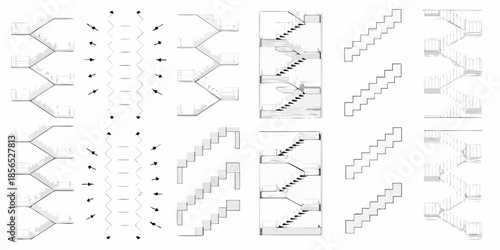 Architectural plans displaying staircase layouts and building structure details