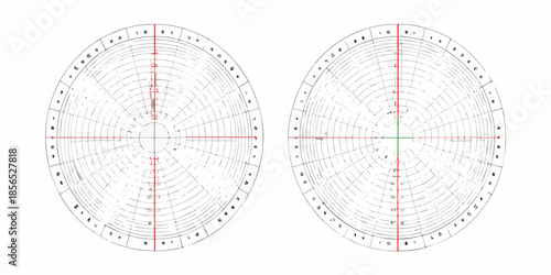 Two circular radar charts with radial grid lines and dot markers