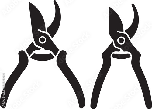 Pruning shears and garden clippers icon set vector silhouette