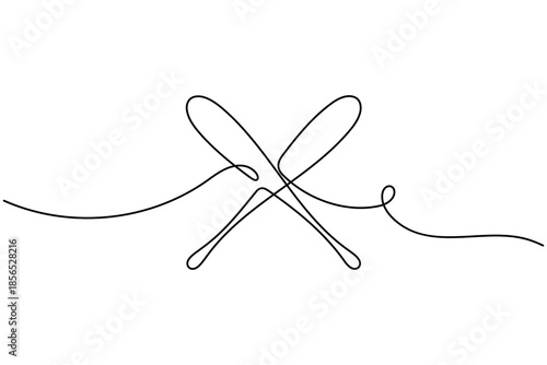 Baseball bat icon continuous one line drawing on white background minimalist modern sport equipment single and double strike symbol outline vector illustration