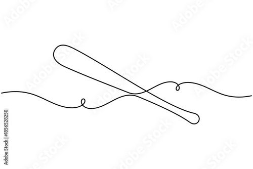 Baseball bat icon continuous one line drawing on white background minimalist modern sport equipment single and double strike symbol outline vector illustration