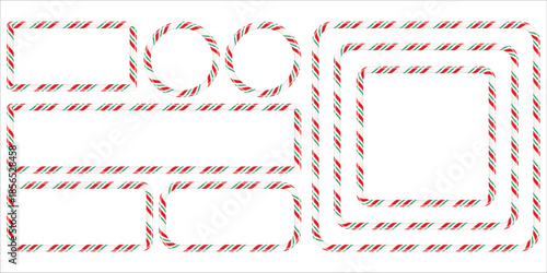 Candy cane frames and borders set for festive holiday design elements