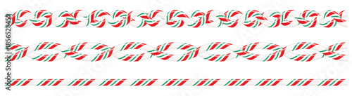 Sweet candy cane striped decorative borders for festive holiday designs and crafts