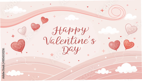 Happy Valentine's Day celebration with cute heart balloons