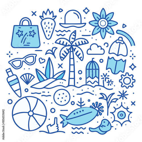 Playful Beach Sketch Illustration Pack