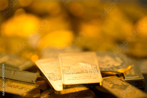 Canvastavla Gold Bars and Coins Collection - Wealth Investment Closeup