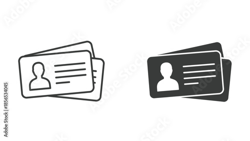 Identity card icons in outline and solid glyph styles