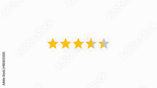 Yellow Five Star Rating Icon for Customer Satisfaction Feedback on White Background