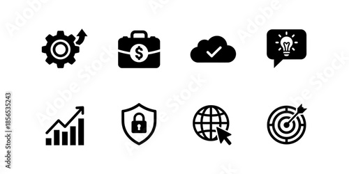 A collection of business content vector icon designs in a modern, simple, clean, and abstract style. Icons for business, social media, and personal branding.