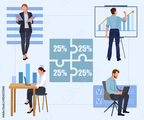 Built a business office workers finance graphics equal responsibilities entrepreneurship