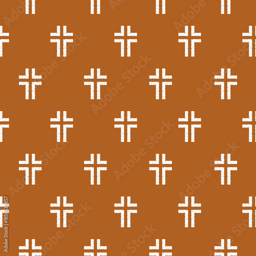 Christian Cross stone seamless pattern isolated on color background