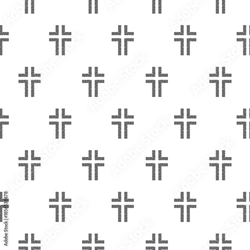 Christian Cross stone seamless pattern isolated on white background