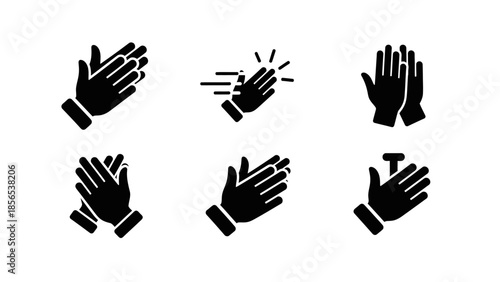 Set of clapping hands icons in a flat style, vector illustration.