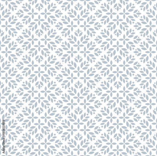 Flower geometric pattern. Seamless vector background. White and gray ornament. Ornament for fabric, wallpaper, packaging. Decorative print