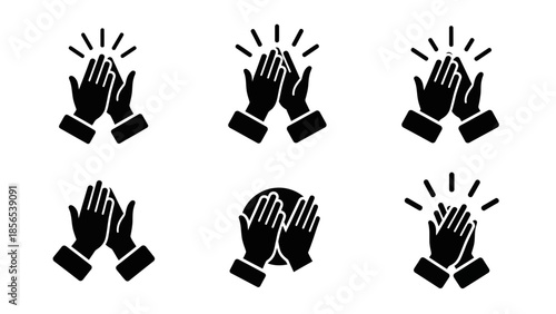 A set of clapping hands icons in a vector format, isolated on white.