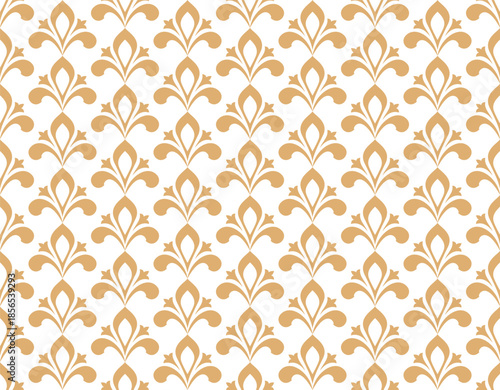 Flower geometric pattern. Seamless vector background. White and golden ornament