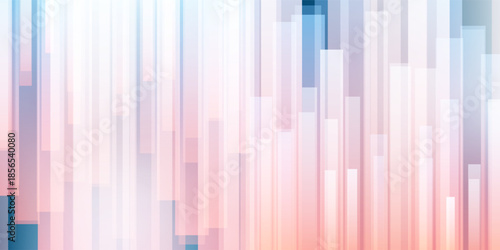 Abstract vector background with vertical layers of gradient rectangles, thick lines in soft peach, pink and blue tones. Modern geometric design for digital, decorative and creative use.