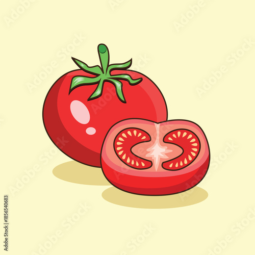 red tomato on white background