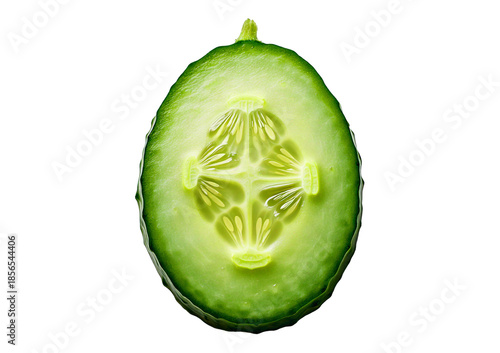 Fresh cucumber slice isolated on transparent or white background