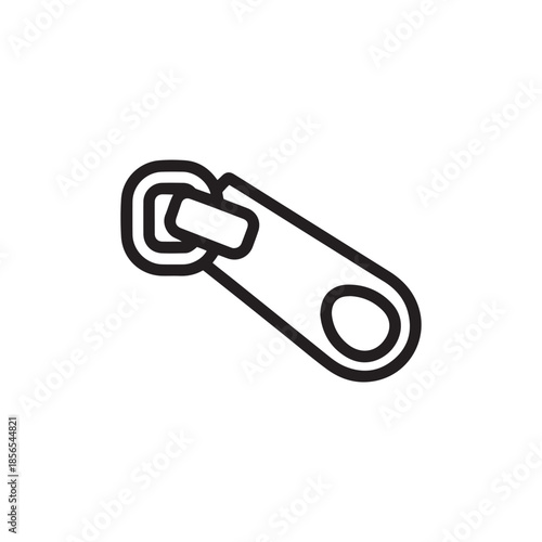 Modern Zipper Slider Line Art Icon Vector Graphic for Fashion Industry and Tailoring Design