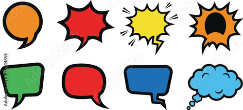 Comic Book Speech Bubbles Diverse Vector Illustrations for Communication and Design