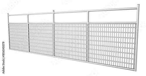 industrial wire mesh fence panel isolated. realistic 3d illustration of galvanized steel security barrier. portable metal construction site safety wall.