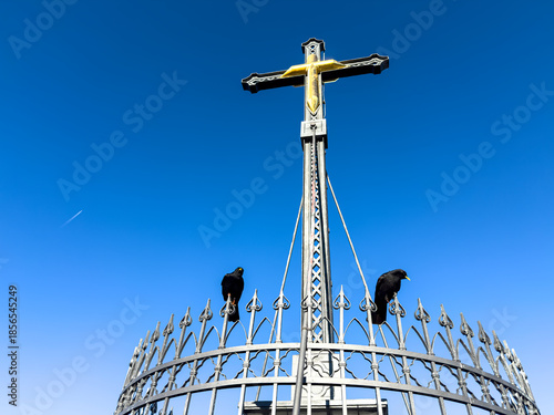 Chiemgau as a Bavarian Region with a beautiful summit cross peak view and a true hike destination 
