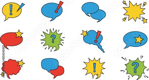Collection of colorful speech bubbles, ideal for communication, dialogue, and expressing thoughts and ideas