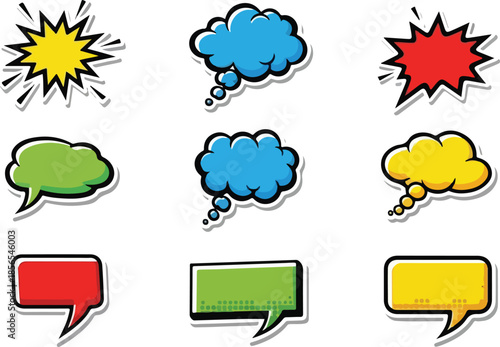 Diverse Collection of Cartoon Speech Bubbles and Explosions for Creative Communication