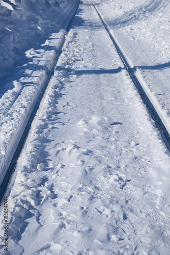 Railway track under the snow.