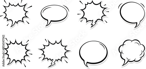 Comic Speech Bubbles Collection Diverse Shapes for Creative Communication & Storytelling