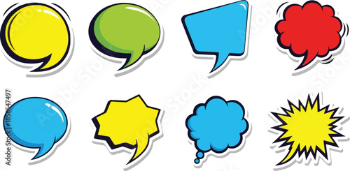 Colorful Comic Speech Bubbles for Creative Communication and Design Elements