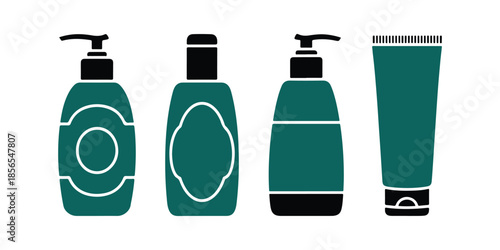 A solid icon set of hand cream bottles. A beauty vector illustration on a white background.