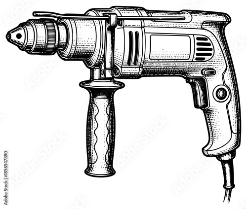 a picture of a drill on a , drawing, drill, engraving, illustration, picture, against transparent background