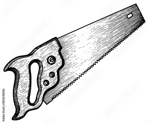 a drawing of a saw on a , drawing, illustration, saw, wood, against transparent background