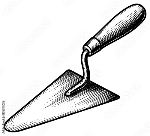 vintage illustration of a trowel on a , handle, illustration, against transparent background
