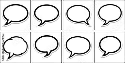 Blank Speech Bubbles Diverse Shapes for Communication and Expression on White Backgrounds