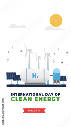 International day of clean energy hidrogen energy flyer