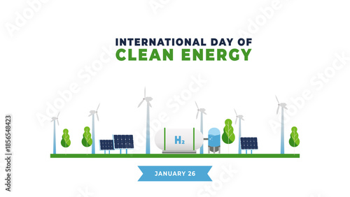 International day of clean energy hidrogen energy flyer