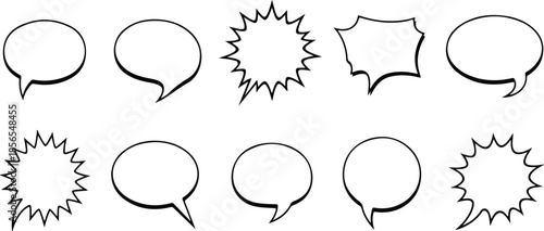 Collection of Speech Bubbles Diverse Shapes and Styles for Communication and Design