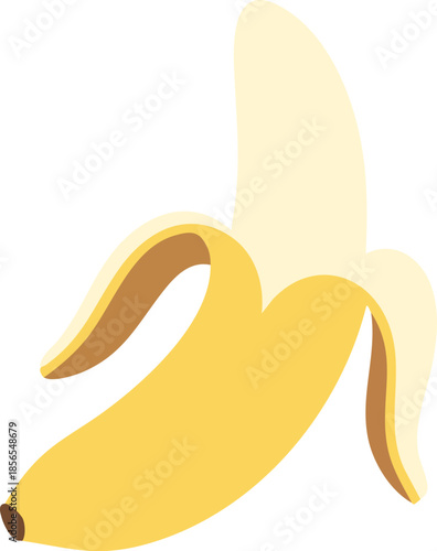 Peeled Yellow Banana Fruit Illustration.