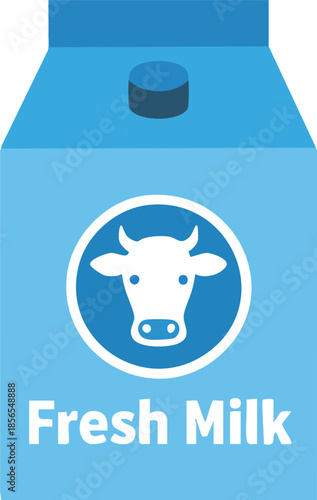 Fresh Milk Carton with Cow Logo.
