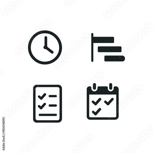 Four icons representing time management and scheduling tasks