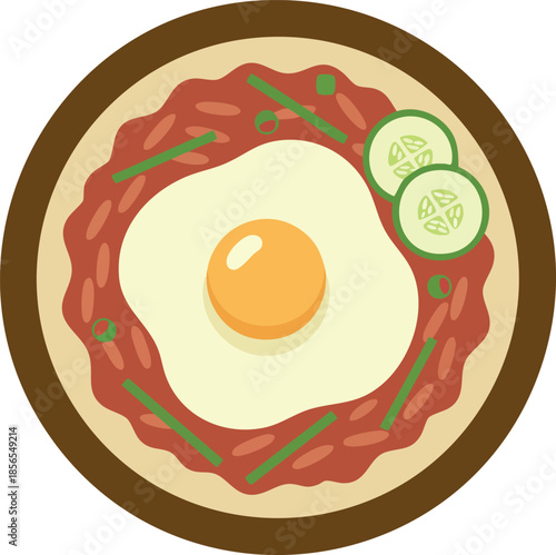 Fried Egg with Bacon and Cucumber.