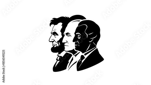
Presidents' Day , black vector icon style, simple shape, clean cut, white background, no shadow, no text, no gradient, high contrast, minimal design.