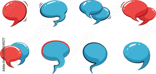 Diverse Collection of Speech Bubble Icons in Various Colors and Styles for Communication and Design